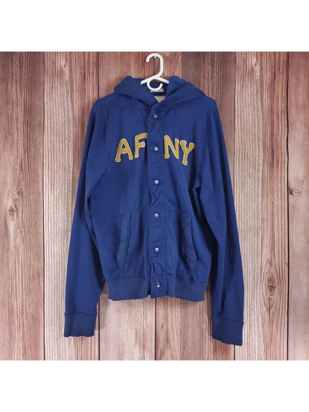 VTG Y2K Abercrombie & Fitch XL Muscle Blue Distressed Hoodie Button Front Jacket